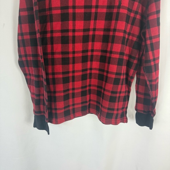 Polo Ralph Lauren Mens Red Buffalo Plaid Waffle Knit Thermal T Shirt Pullover - Picture 4 of 11